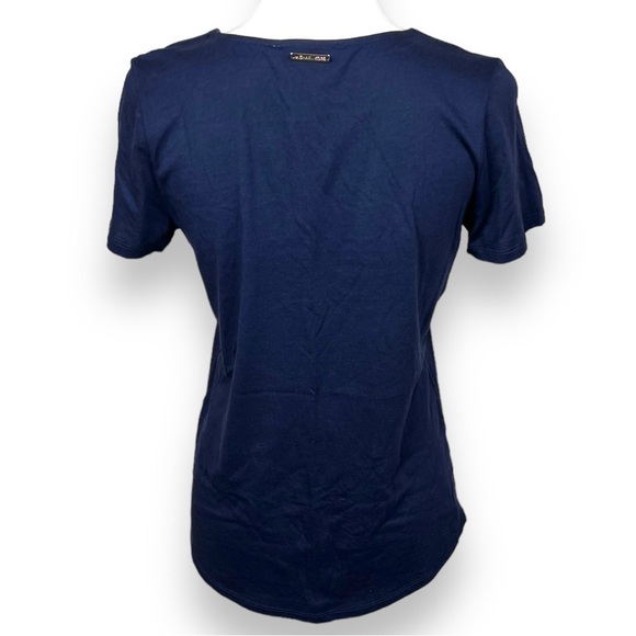 MICHAEL Kors Navy Cross Front Shirt with Gold Accents, Size Small- NWT - Picture 4 of 8